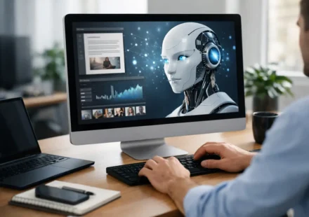 KI Produktivität, die am Desktop arbeitet